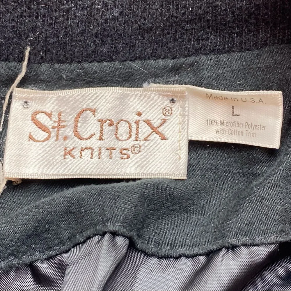 St Croix Knits Black and Tan Microfiber Polyester Jacket Size Large